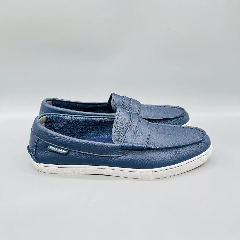 Cole Haan Shoes Men 8.5 Blue Pebbled Leather Penny Loafer Slip On Casual Comfort